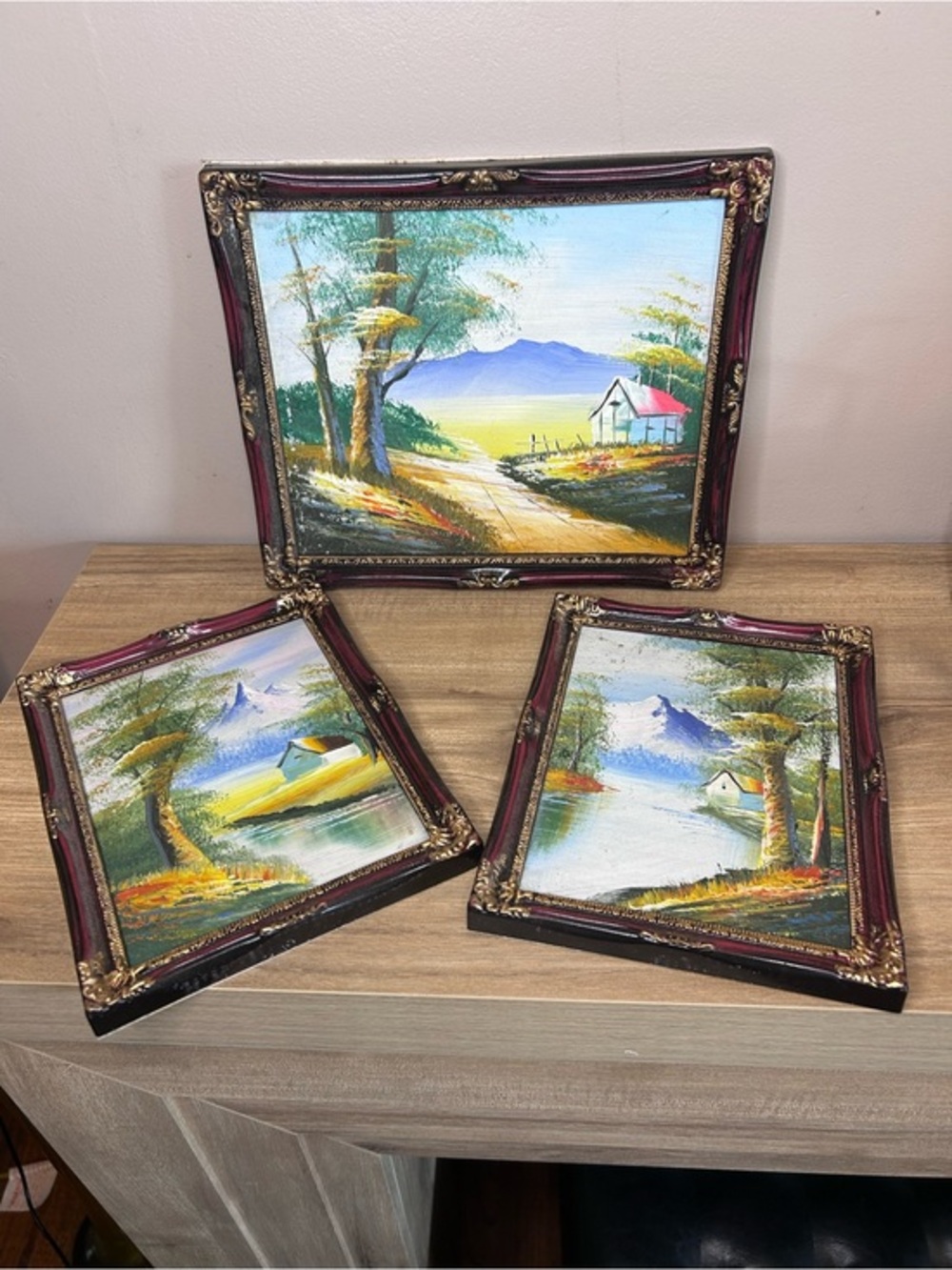 Vintage Home Art Painting - Blue, Green, Yellow, Red